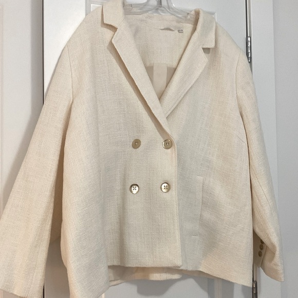 Winter white doubled breasted blazer plus size US 28 - Picture 1 of 4